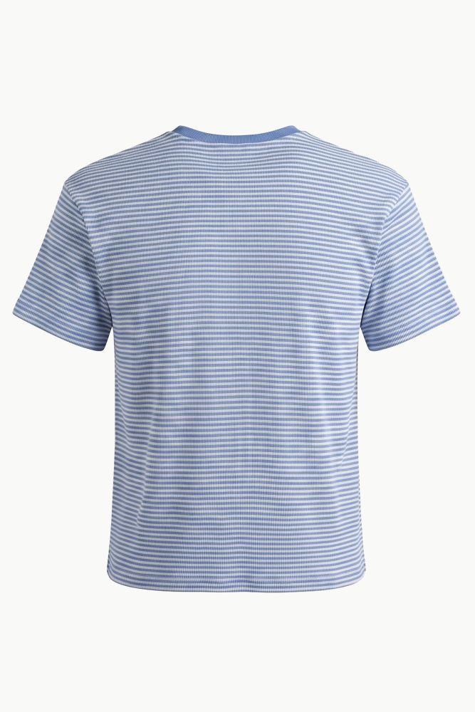 Blue Knitted Striped T-shirt