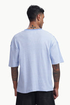 Blue Knitted Striped T-shirt