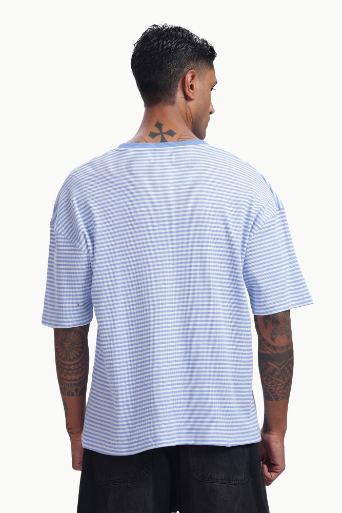 Blue Knitted Striped T-shirt