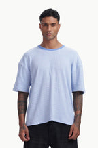 Blue Knitted Striped T-shirt
