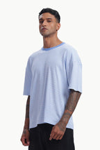 Blue Knitted Striped T-shirt