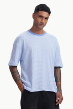 Blue Knitted Striped T-shirt