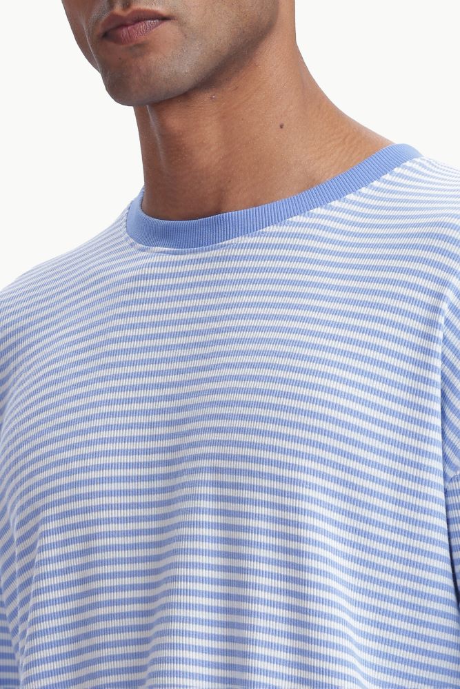 Blue Knitted Striped T-shirt