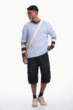 Blue Knitted Striped T-shirt