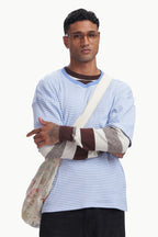 Blue Knitted Striped T-shirt