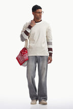 Brown Knitted Striped T-shirt