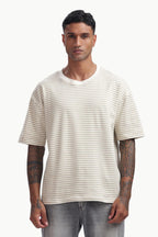 Brown Knitted Striped T-shirt