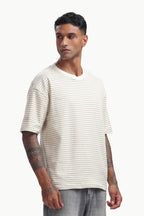 Brown Knitted Striped T-shirt