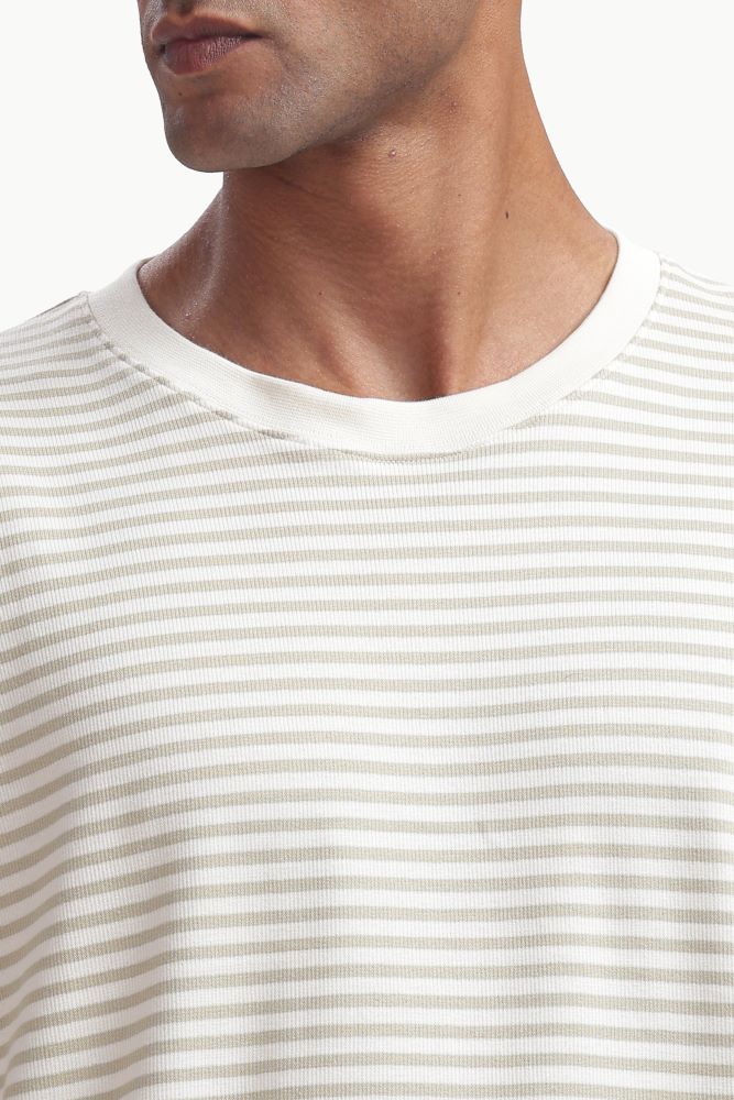 Brown Knitted Striped T-shirt