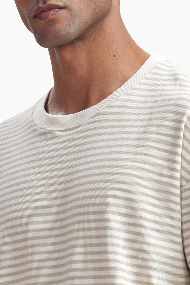 Brown Knitted Striped T-shirt