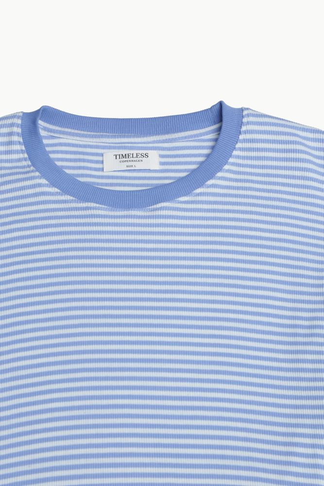Blue Knitted Striped T-shirt