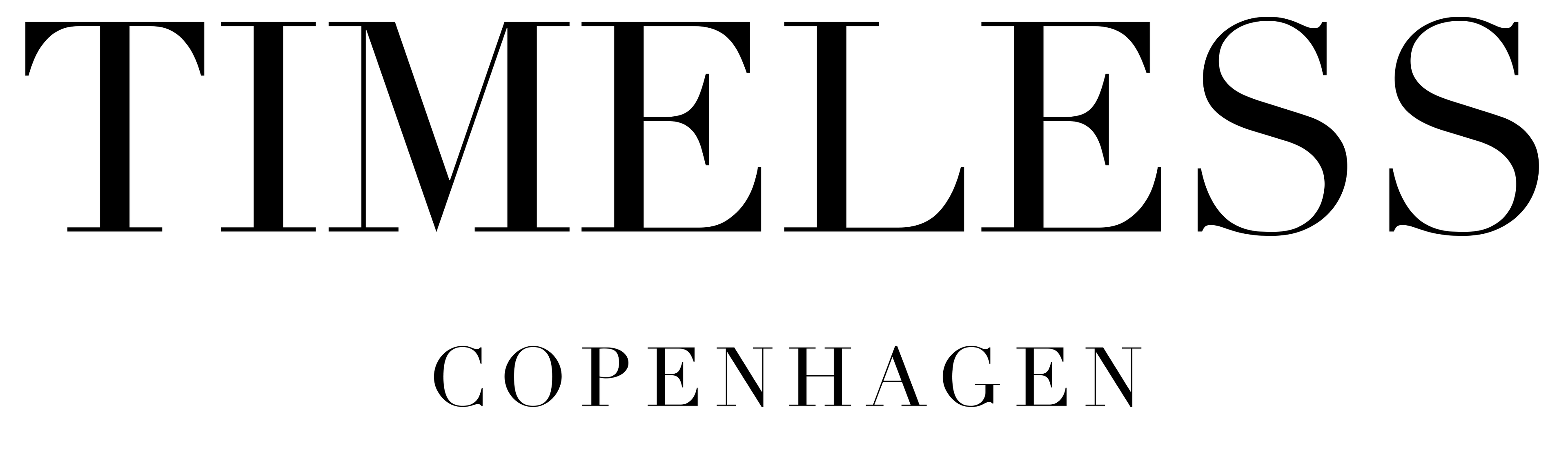 Brand name 'TIMELESS COPENHAGEN' in black text on a white background